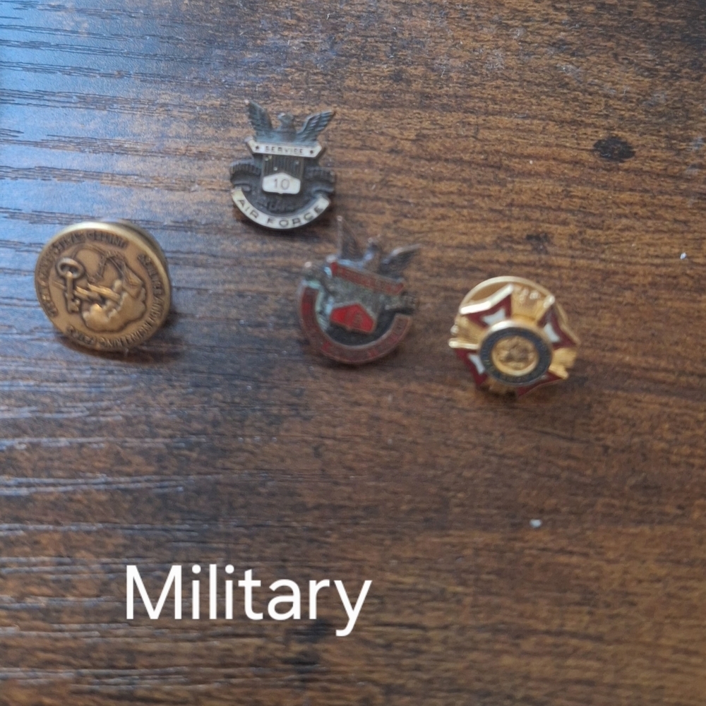 Gold and Red Military Lapel Pin Set Some GOLD FILL